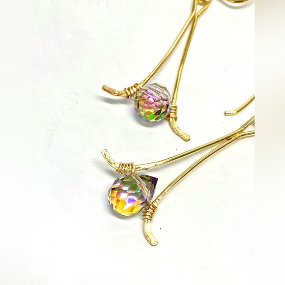 HANDMADE Faceted Austrian Crystal Hand Wrapped Earrings, Artisan Jewelry Gift - Picture 3 of 10